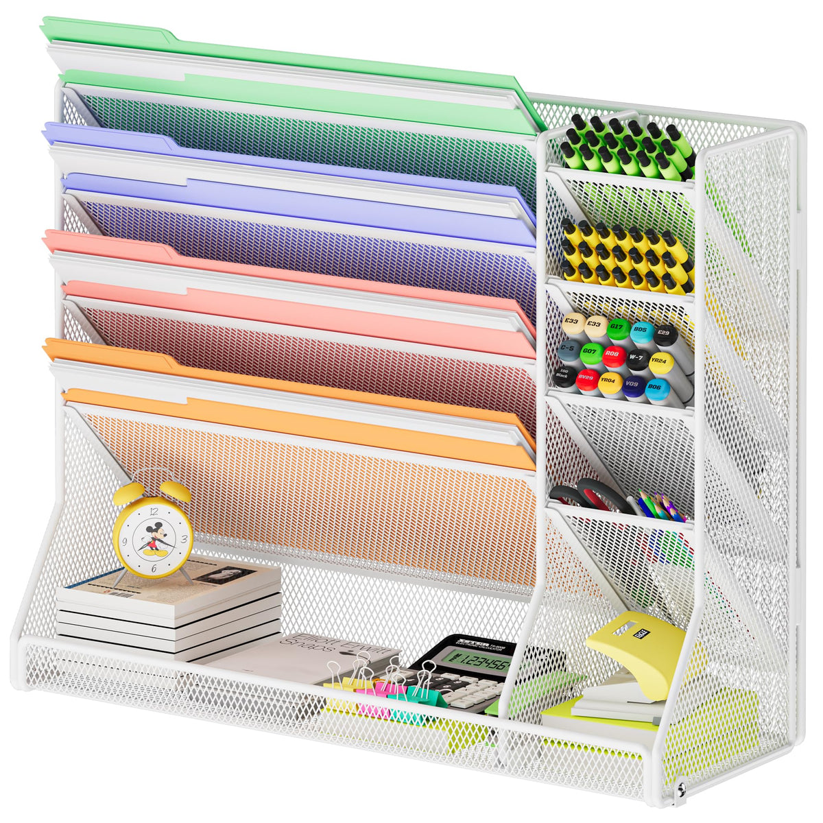 Jakyitvi Adjustable 5 Tiers Wall File Organizer Metal Hanging Holder Black