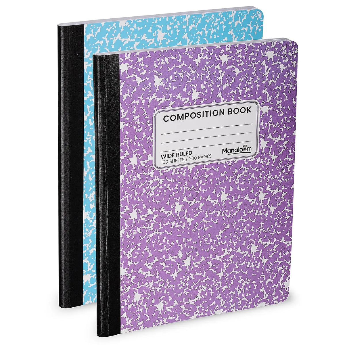 Wide Ruled Composition Notebook, 9.75" x 7.5" - Durable Marble Covers - 100 Sheets/200 Pages - Assorted Colors