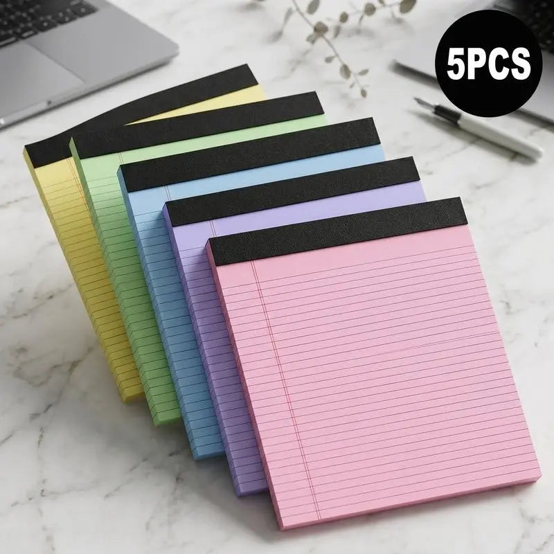5 Pack Wide Legal Pads , 11" x 9.5" Landscape Set Of Pink Purple Blue Green Yellow College Ruled Note Pad Narrow Ruled 30 Sheets per Notepad Perforated Writing Paper Thick Backboard Horizontal Pads of Paper Office Stationery Supplies Student Essentials
