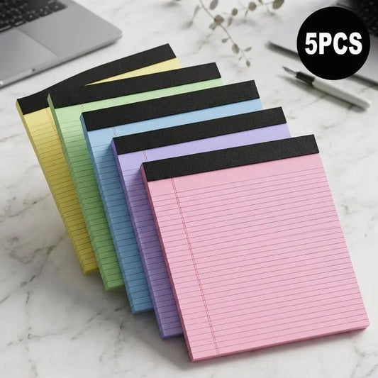 5 Pack Wide Legal Pads , 11" x 9.5" Landscape Set Of Pink Purple Blue Green Yellow College Ruled Note Pad Narrow Ruled 30 Sheets per Notepad Perforated Writing Paper Thick Backboard Horizontal Pads of Paper Office Stationery Supplies Student Essentials