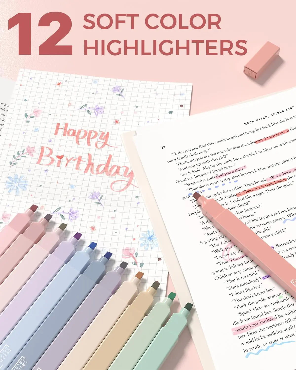 Four Candies 56 PCS Aesthetic School Supplies with Large Pencil Case, 6 Colored Ballpoint Pens, 12 Pastel Highlighters, 5 Black Ink Gel Pens, 9 Mechanical Pencils 0.5-2.0mm Student Essentials, school supplies art work,girly office supplies,Refill Packs, S