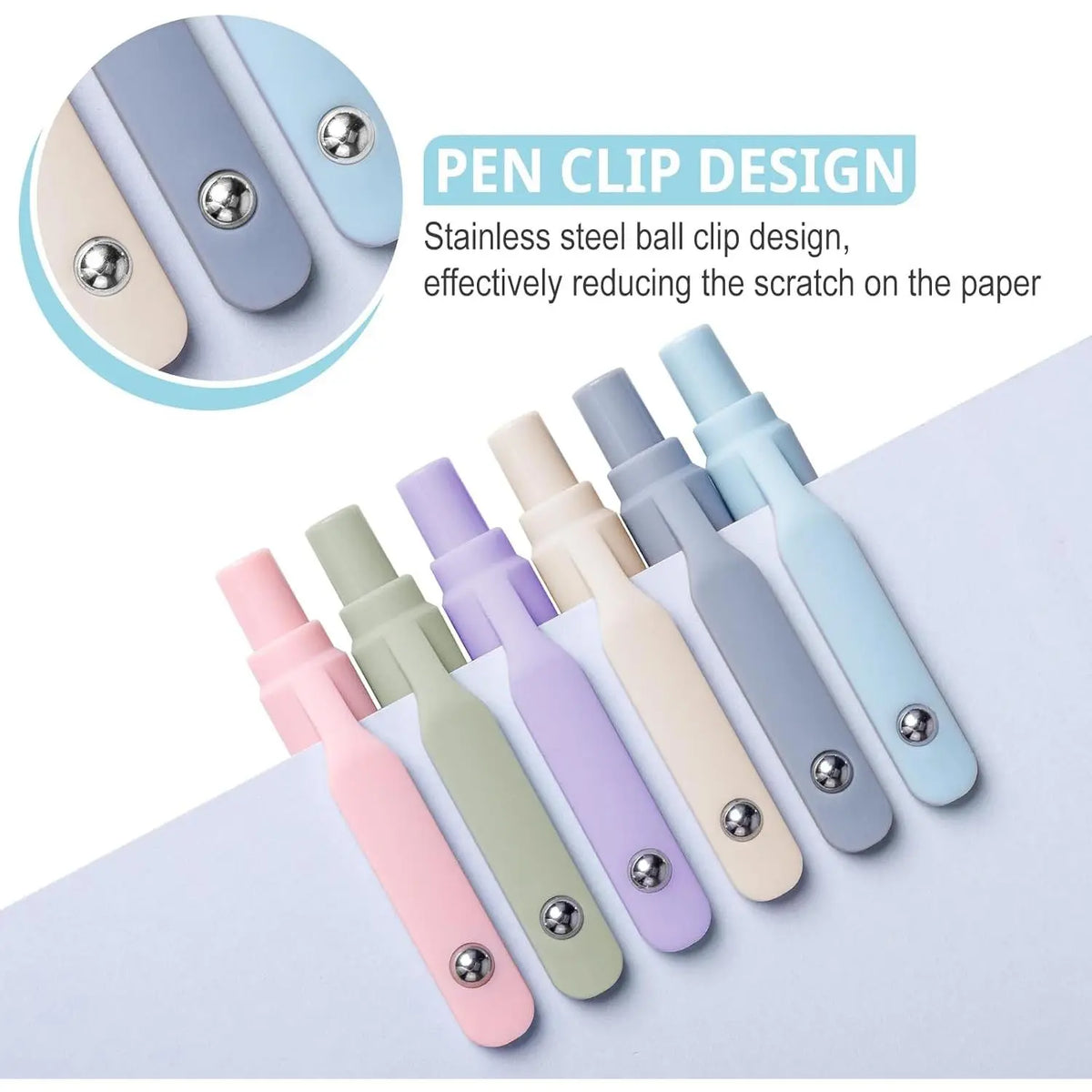 Gel Pens, 6 count Smooth Writing Pens No Bleed & Smear, Black Ink Cute Pens Fine Point (0.5mm), Retractable Aesthetic Pens School Office Supplies for Women & Men