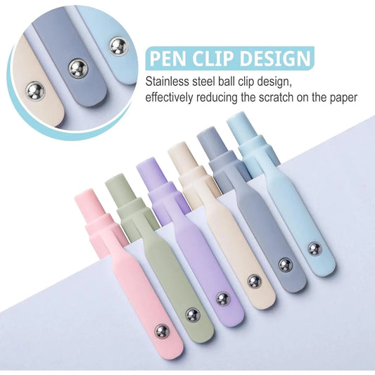 Gel Pens, 6 count Smooth Writing Pens No Bleed & Smear, Black Ink Cute Pens Fine Point (0.5mm), Retractable Aesthetic Pens School Office Supplies for Women & Men