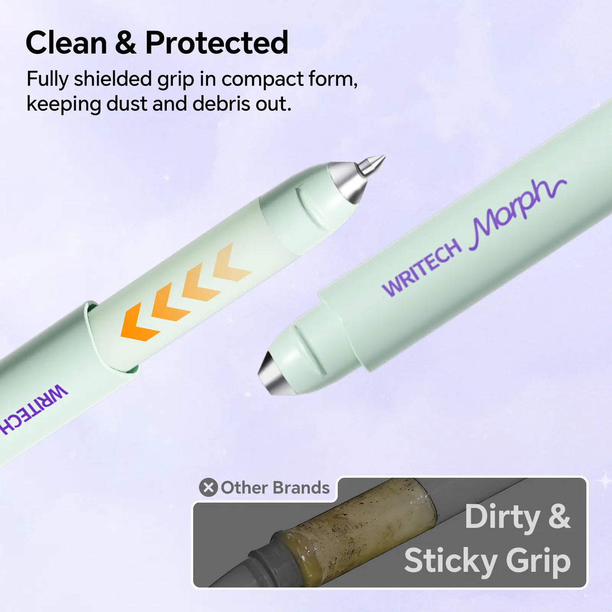 WRITECH Morph Extendable Gel Pen: 0.7mm Black Ink Mini to Full Size Soft Grip Portable Extendable Pocket Pen Set with 2 Pens and 2 Refills