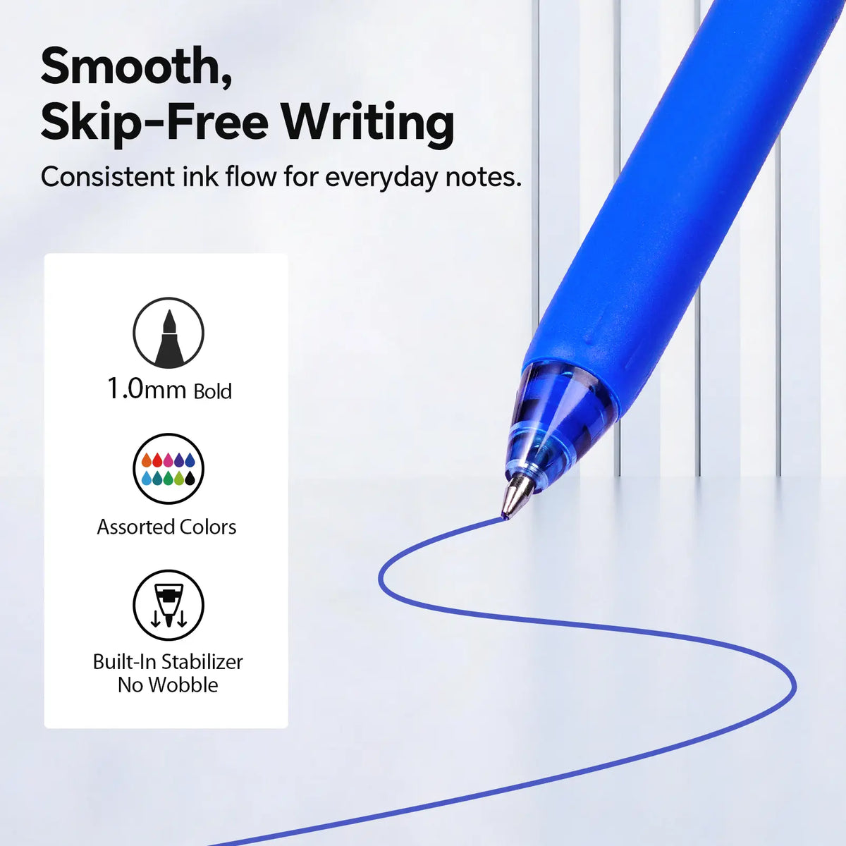 WRITECH Colored Ink Gel Pens: Switch Between Silent and Clicky, 1.0mm Bold Point Pen for Journaling Smooth Writing Quick-dry No Bleed 10ct WRITECH x Creative Lettering