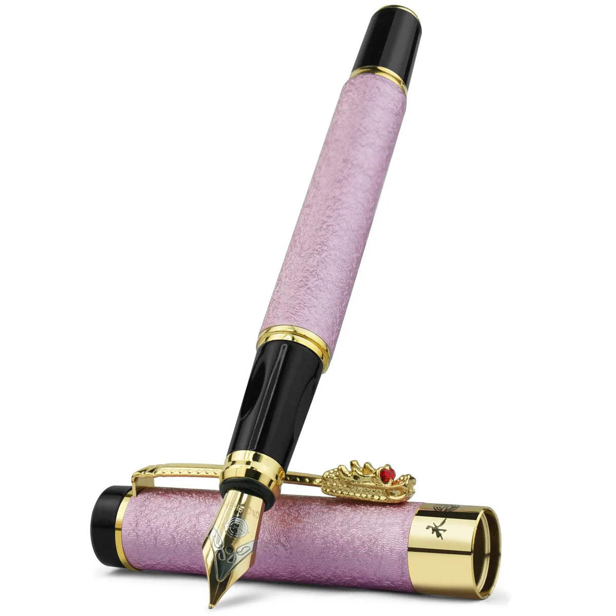 Luxury Dragon Pattern Metallic Fountain Pen Set, Business Signature Pen with Gift Box, Replaceable Ink Sac Smooth Writing Aesthetic Pen, Office Writing Tool, Office Stationery Supplies