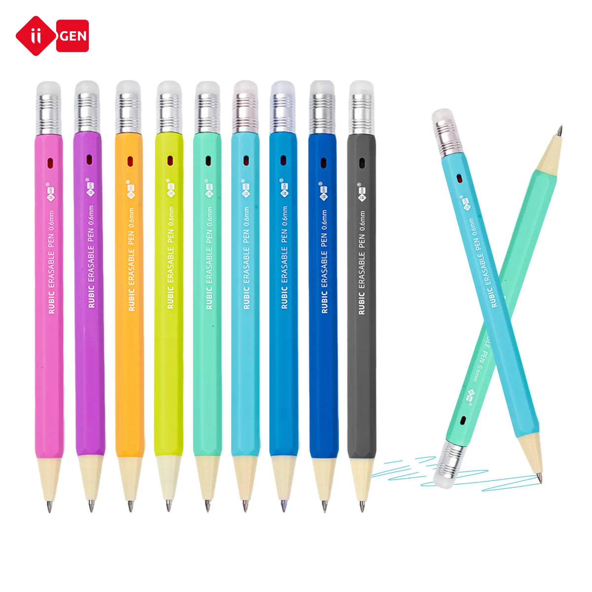 iiGEN RUBIC Erasable Gel Pens - 0.6mm Retractable Twist Magic Pens with Ergonomic Hexagonal Barrel Grip, Smooth Writing, Error Removal, Back to School Haul, College School Supplies, Office Accessories, Magic Pens & Refills