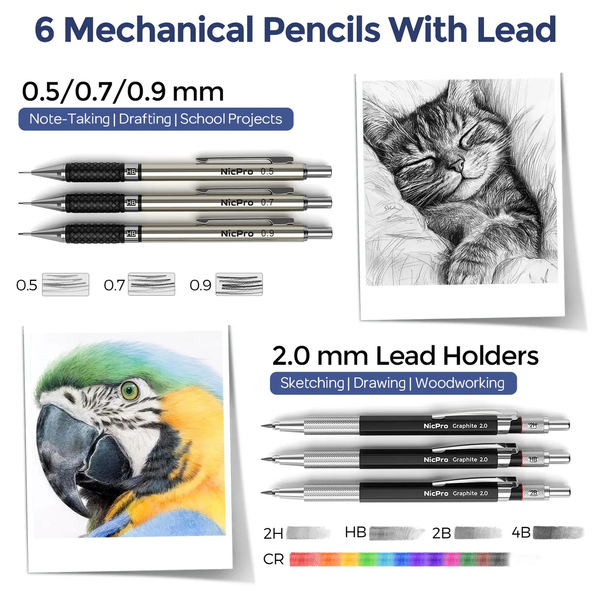 Nicpro 50 PCS Office Stationery Set with Pencil Pouch - Back to School Shopping Learning Tool, Drawing Supplies Kit, 6 Gel Pens & Refills, 12 Highlighters, 6 Art Mechanical Pencils, 12 Tube Lead Refills for Students, College School Supplies