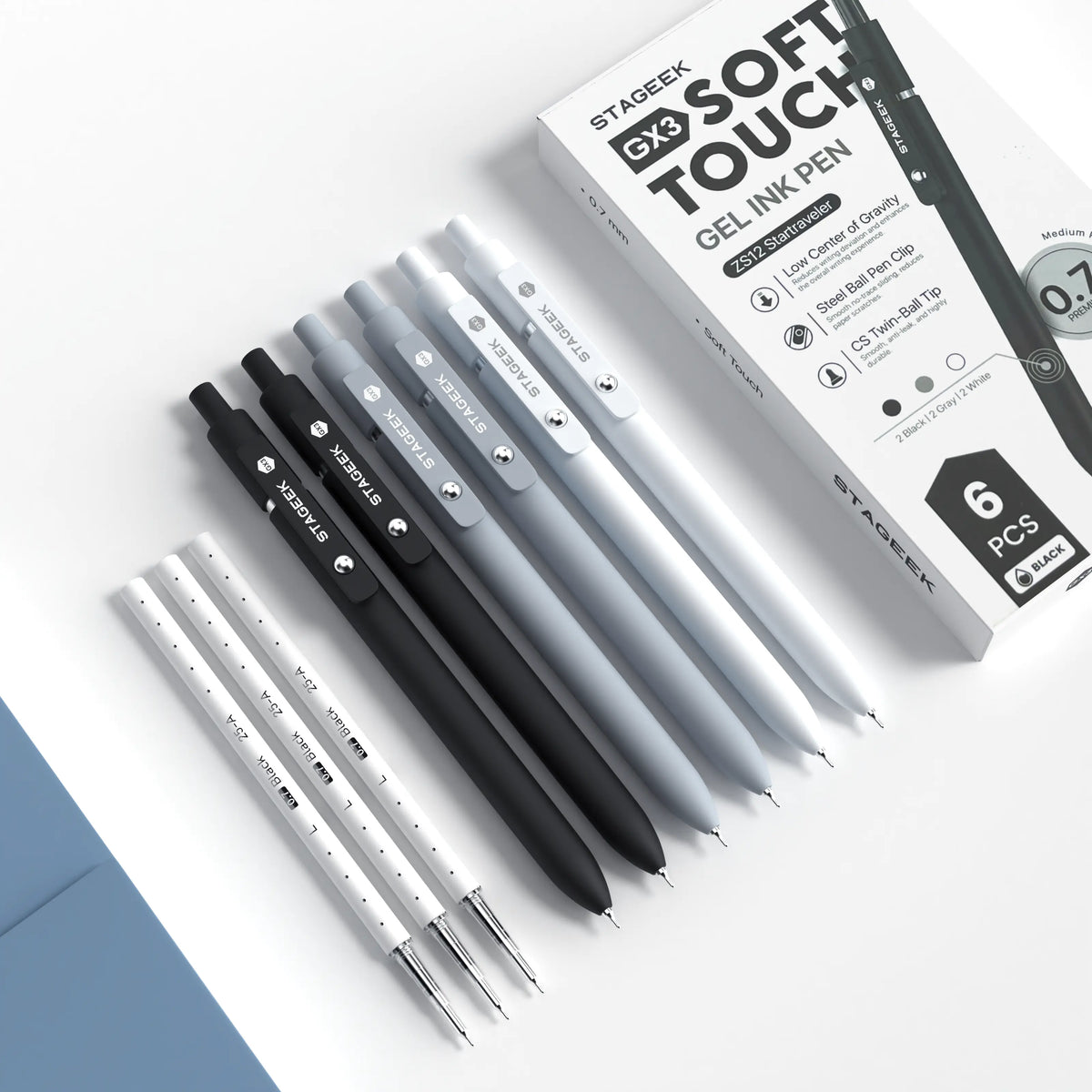 [Back to School Shopping] Minimalist Retractable Fine Nib Black Gel Pen Set (12Pcs, 0.7mm), 3 Extra Refills, Quick Dry, Smooth Writing Gift Pen for Office Work, Note Taking, College School Supplies, Students & Teachers, Work Accessories