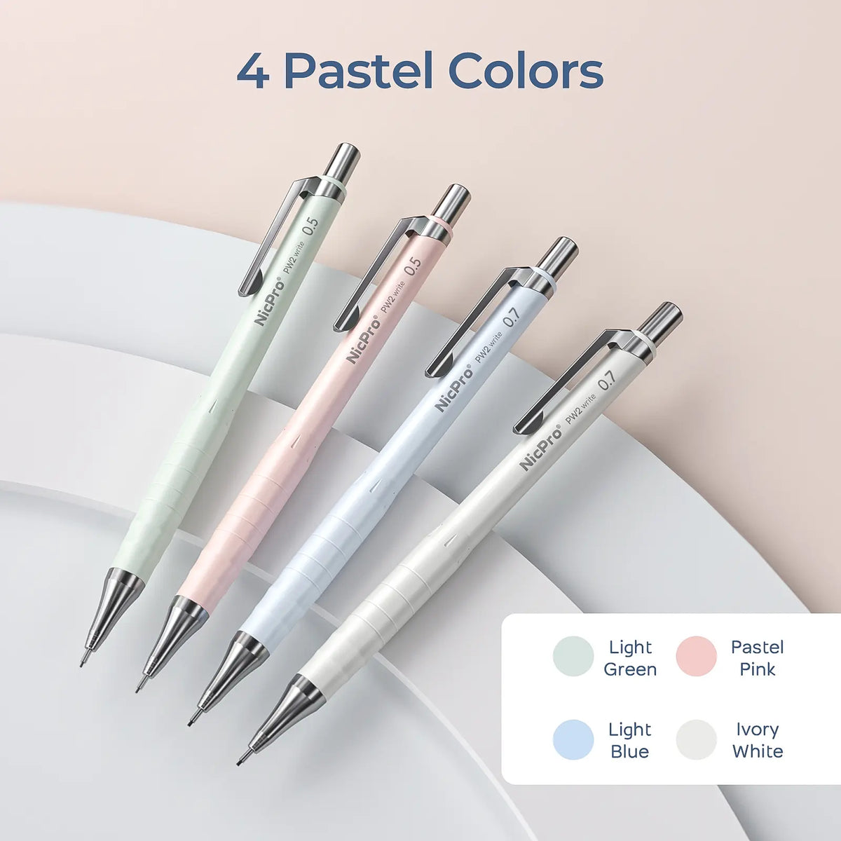 Nicpro Cute Mechanical Pencil Set, 4PCS 0.5 & 0.7 mm Pastel Drafting Pencils with 4 Tube HB Lead Refills, 4B Erasers, Rotary Retractable Eraser, Eraser Refill for Writing Sketching School Supplies,back to school,back to school haul