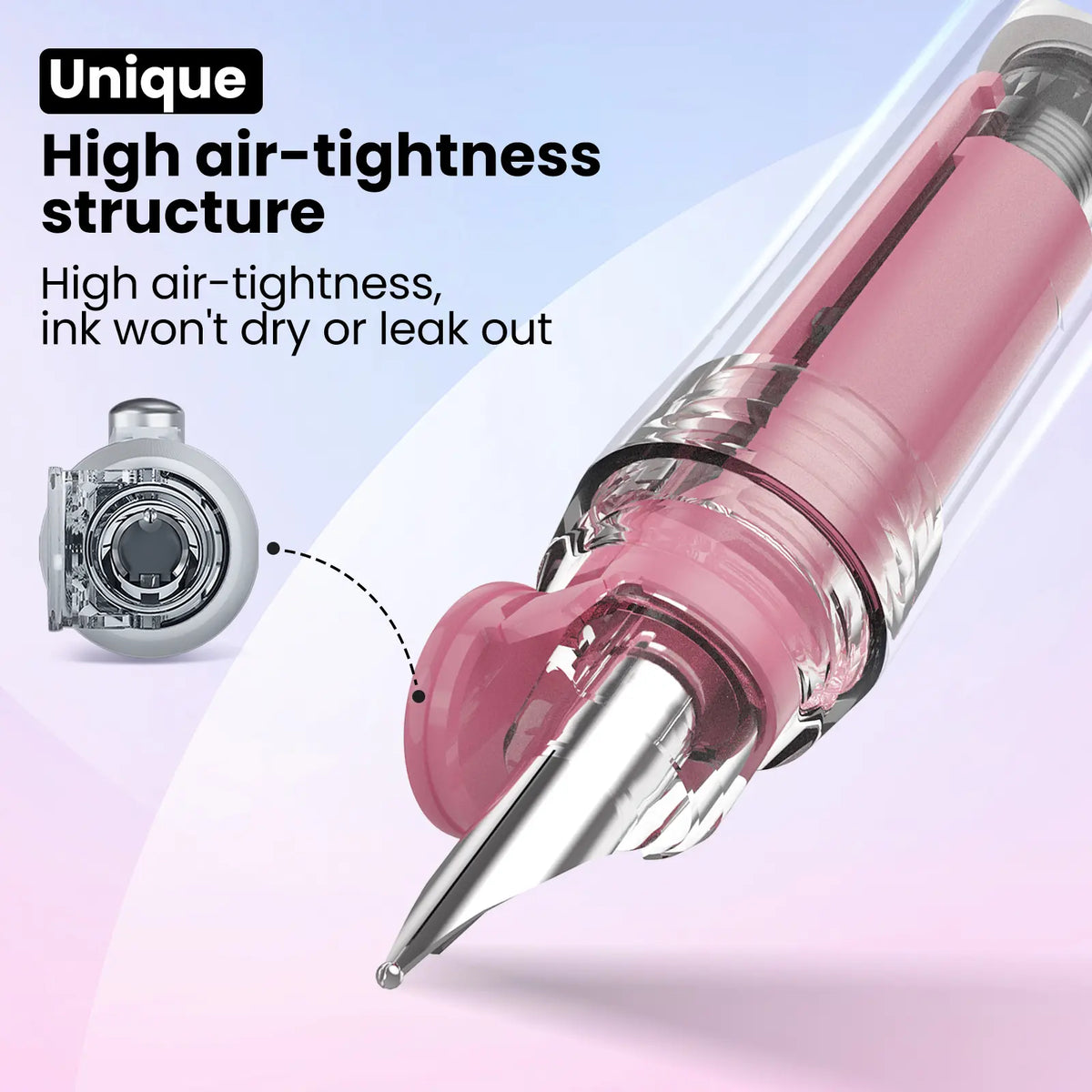 WRITECH Fountain Pen Black Ink with Retractable Fine Nib - Set of 5 Ink Cartridges for Smooth Calligraphy, Journaling and Sketching - Pink Gift