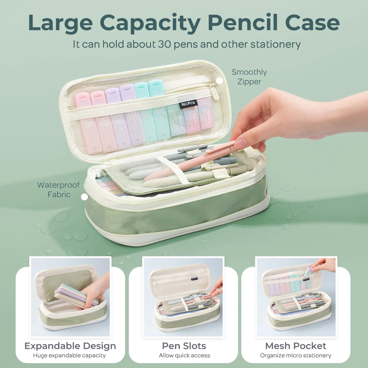 Nicpro Stationary Set, Cute Office & School Supplies with Big Capacity Pencil Pouch, 6 Pastel 0.5-0.7mm Smooth-Writing Mechanical Pencils & Markers for Students,back to school,back to school shopping,back to school,back to school haul