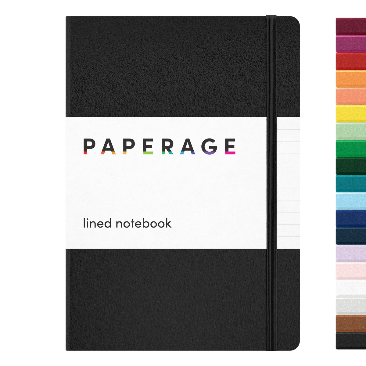 PAPERAGE Faux Leather Hardcover Lined Journal Notebook - 5.6" x 8", 100 GSM Thick Premium Paper, Elastic Band, Back to School Haul, College Supplies, School Supplies Haul, Office Stationery