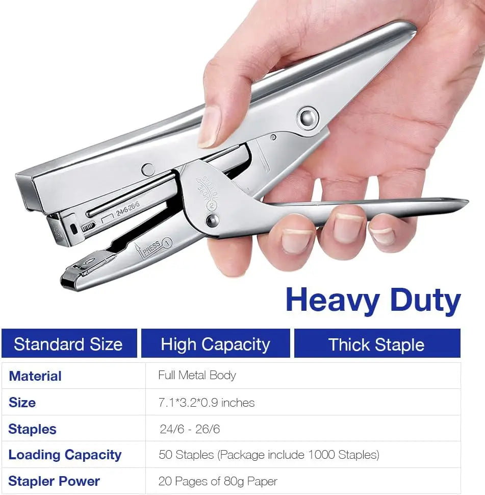 Stapler Heavy Duty with 1000 Staples and Staples Remover Set,20 Sheets Desktop Office Work Student Teacher Large Capacity No Jam Professional Standard 24/6 Metal