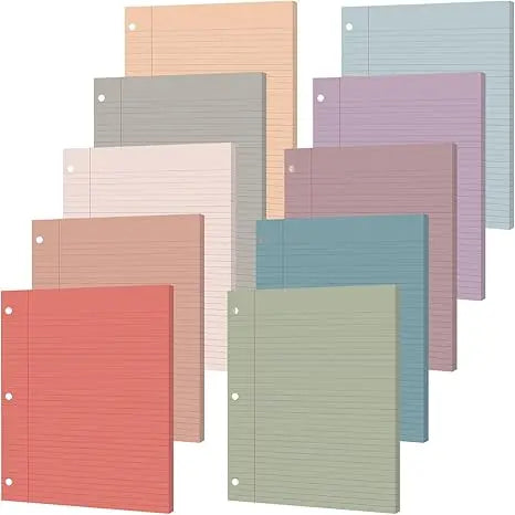 GISGFIM Durable College Ruled Loose Leaf Binder Paper - 100 Thick Sheets, 8"x10.5" 3-Hole Punched Refill Inserts for 3-Ring Binders, Vibrant Office Supplies with Ample Space, Back to School & School Supplies College Essentials, College School Supplies,soh