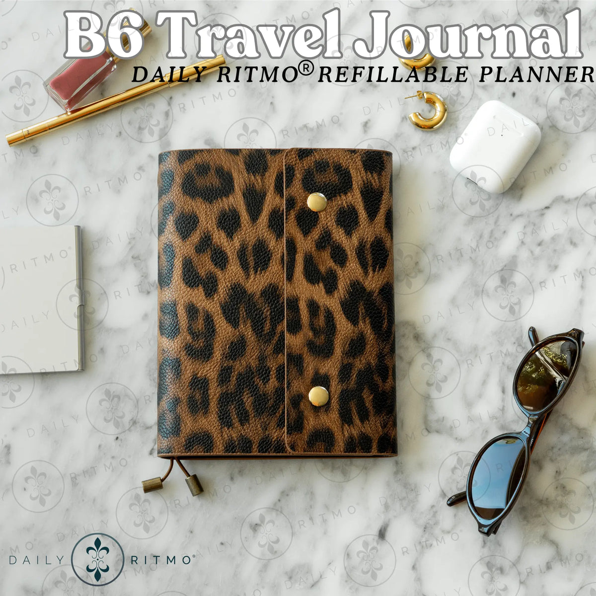 DAILY RITMO B6 Leopard Print Travelers Notebook - Interchangeable Travel Journal with 3 Refillable Hand-Sized Stationary Notebooks, Small Planner, Office Supplies, The Notebook, Planner Journal