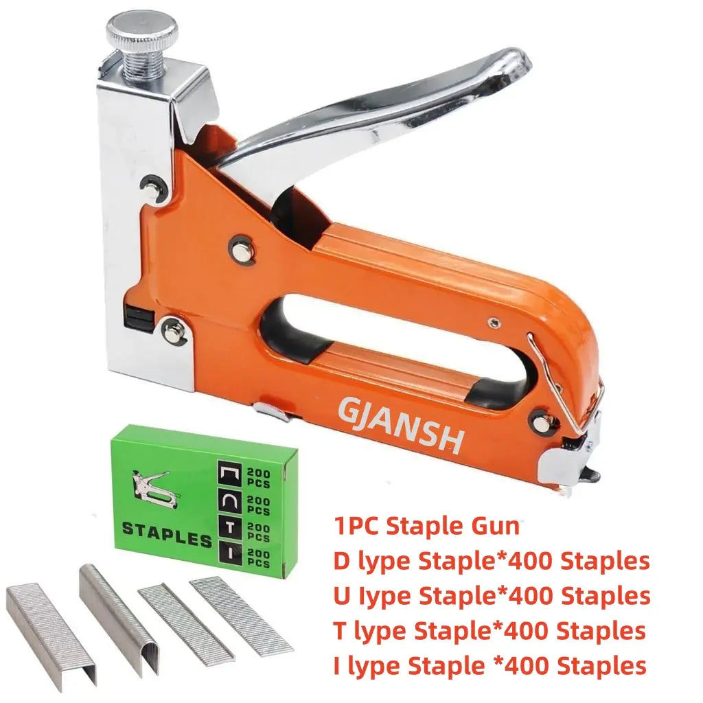 GJANSH Staple Gun Heavy Duty, 4-in-1 Stapler Gun with 800/4000 Staples, Manual Brad Nailer Power Adjustment Stapler Gun for Wood, Crafts, Carpentry, Decoration DIY toolupgrade