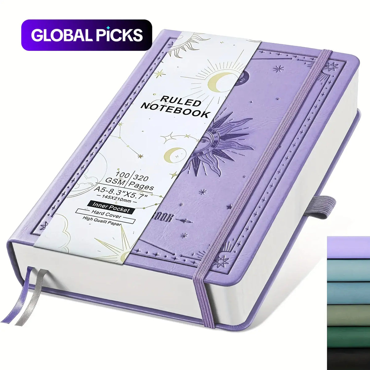 Lined Notebook, Hardcover Notebooks, 320 Pages Thick 100 GSM Paper, A5 Hardcover PU Leather Journal for Students, Work, Writing & Notes, College Essentials, Stationery Supplies, 5.7 x 8.3 inches #GLOBAL PICKS