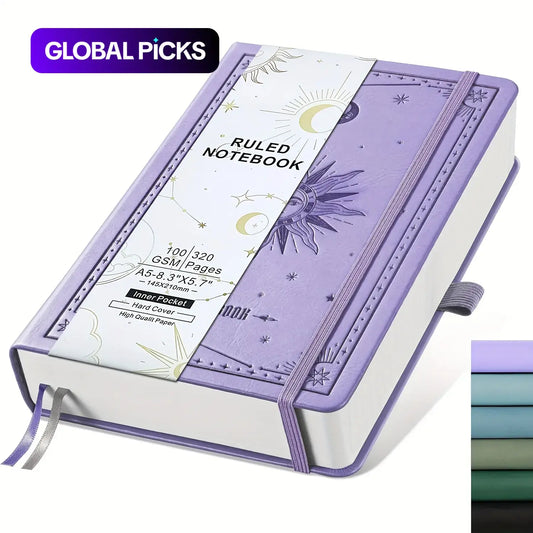 Lined Notebook, Hardcover Notebooks, 320 Pages Thick 100 GSM Paper, A5 Hardcover PU Leather Journal for Students, Work, Writing & Notes, College Essentials, Stationery Supplies, 5.7 x 8.3 inches #GLOBAL PICKS