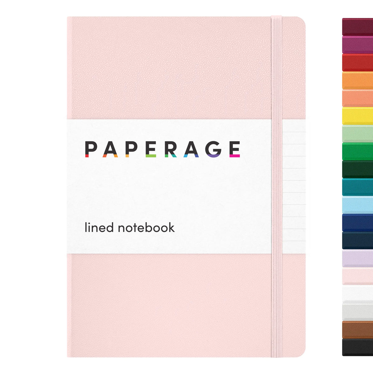 PAPERAGE Faux Leather Hardcover Lined Journal Notebook - 5.6" x 8", 100 GSM Thick Premium Paper, Elastic Band, Back to School Haul, College Supplies, School Supplies Haul, Office Stationery