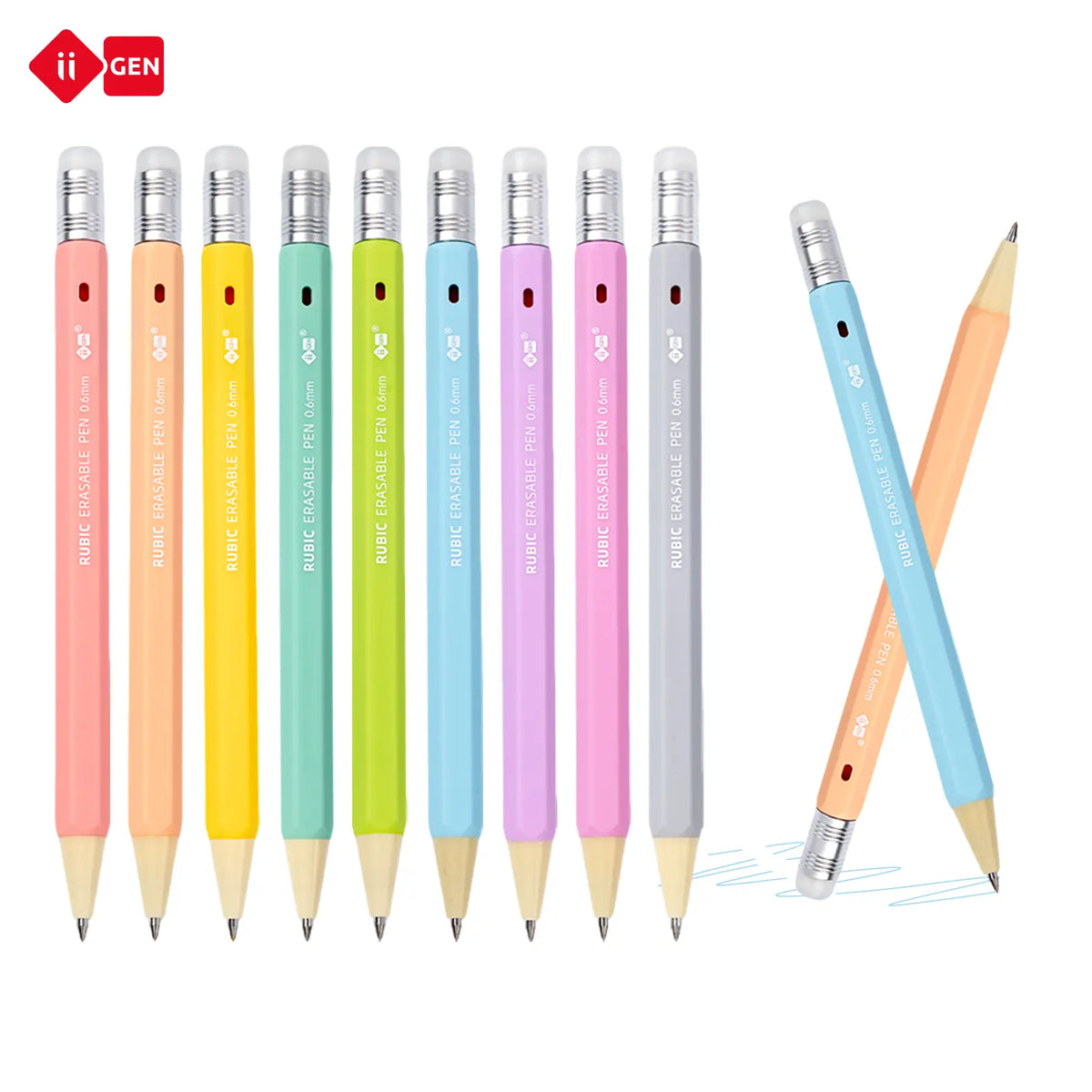 iiGEN RUBIC Erasable Gel Pens - 0.6mm Retractable Twist Magic Pens with Ergonomic Hexagonal Barrel Grip, Smooth Writing, Error Removal, Back to School Haul, College School Supplies, Office Accessories, Magic Pens & Refills