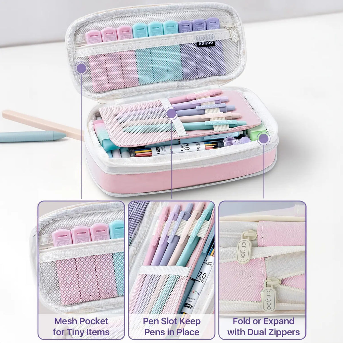 Four Candies 36PCS Aesthetic School Supplies, Mechanical Pencils 0.5mm, 0.7mm, 0.9mm & 2.0mm with 624PCS Lead Refills,Cute Mechanical Pencils for Writing,Drawing & Drafting，girly office supplies, Student Essentials, school supplies art work,Stationery Set