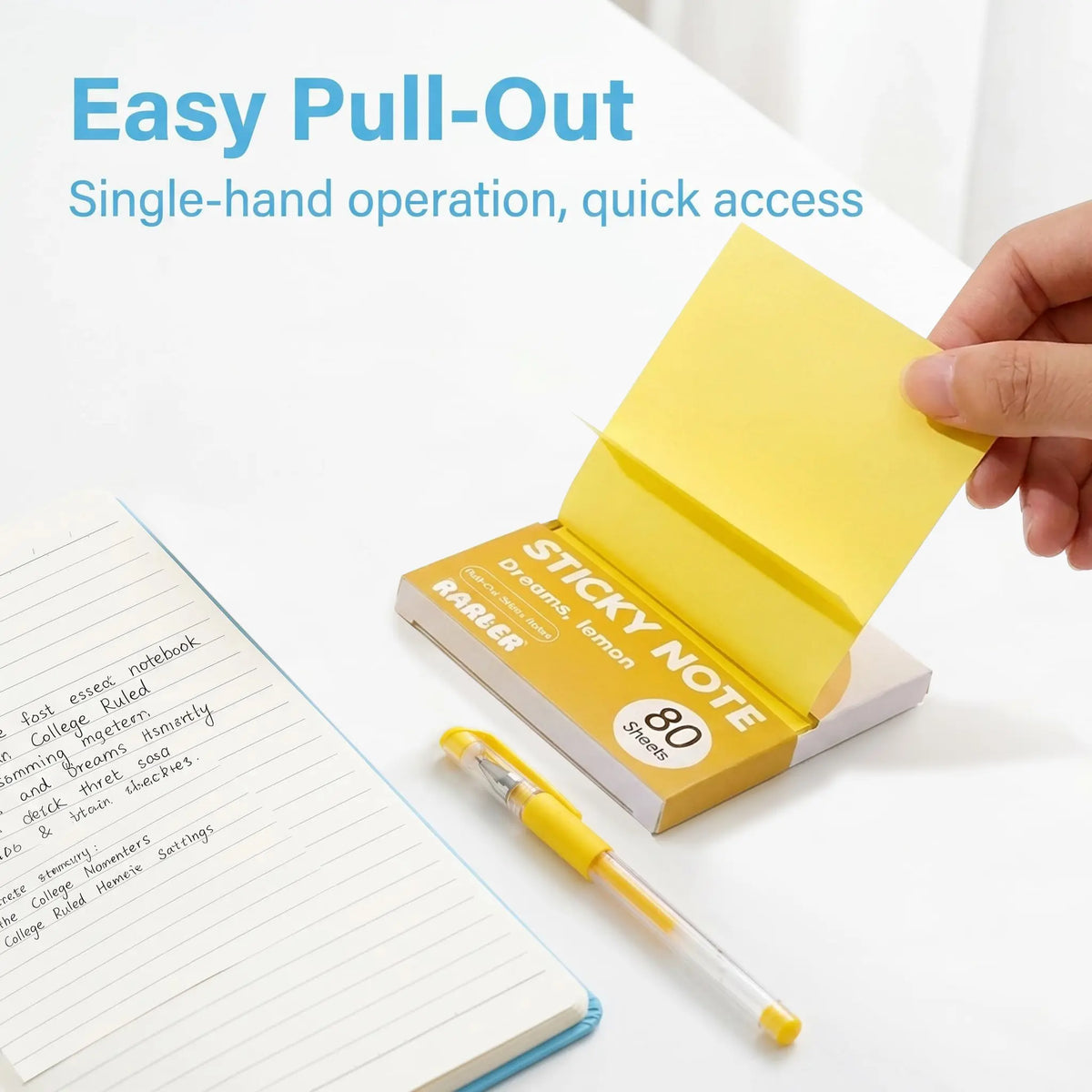Rarler Transparent Pull-Out Glitter Sticky Notes (12 Boxes, 960 Total) - Office Stationery, Back to School Essentials, Student Study Notes, Strong Adhesion, Quality Paper, 80 Per Pad, 50 Reuses, No Residue Desk Accessory, School Supplies Shopping Item