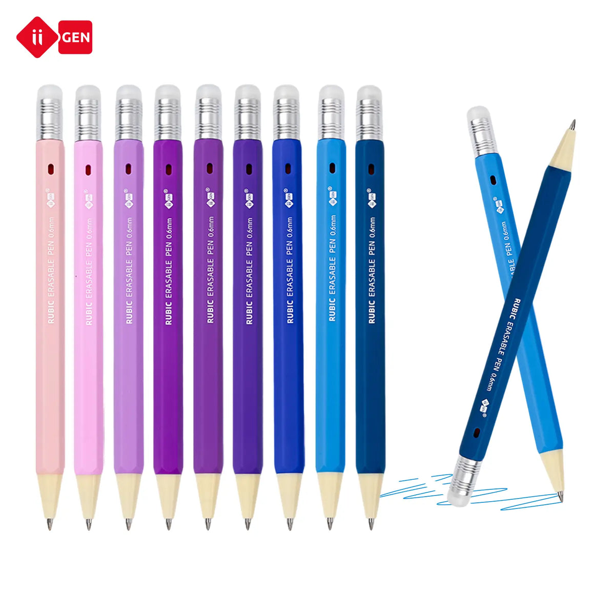 iiGEN RUBIC Erasable Gel Pens - 0.6mm Retractable Twist Magic Pens with Ergonomic Hexagonal Barrel Grip, Smooth Writing, Error Removal, Back to School Haul, College School Supplies, Office Accessories, Magic Pens & Refills