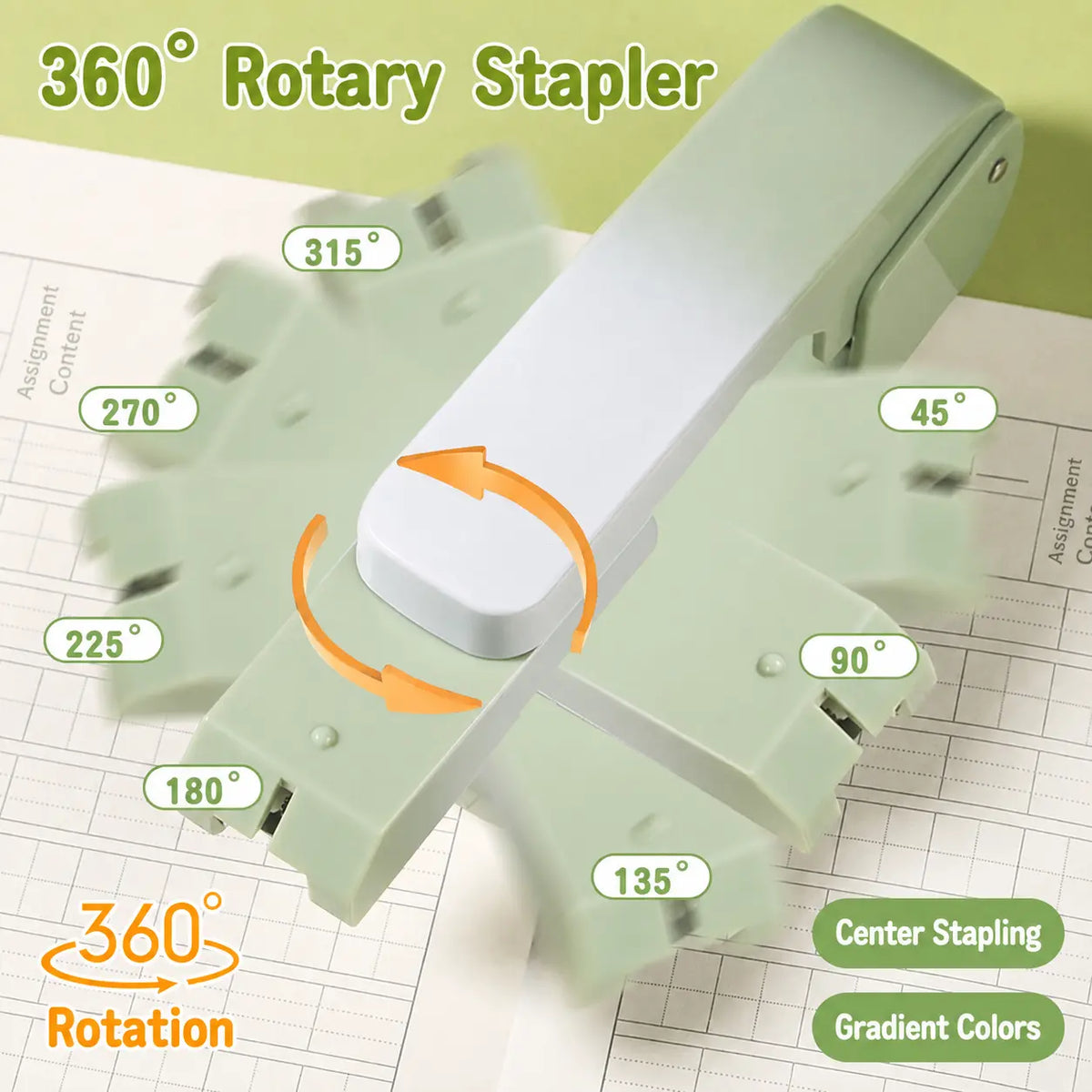 Rotating Swing Arm Stapler, 360 Degree Long Reach Stapler for Booklets