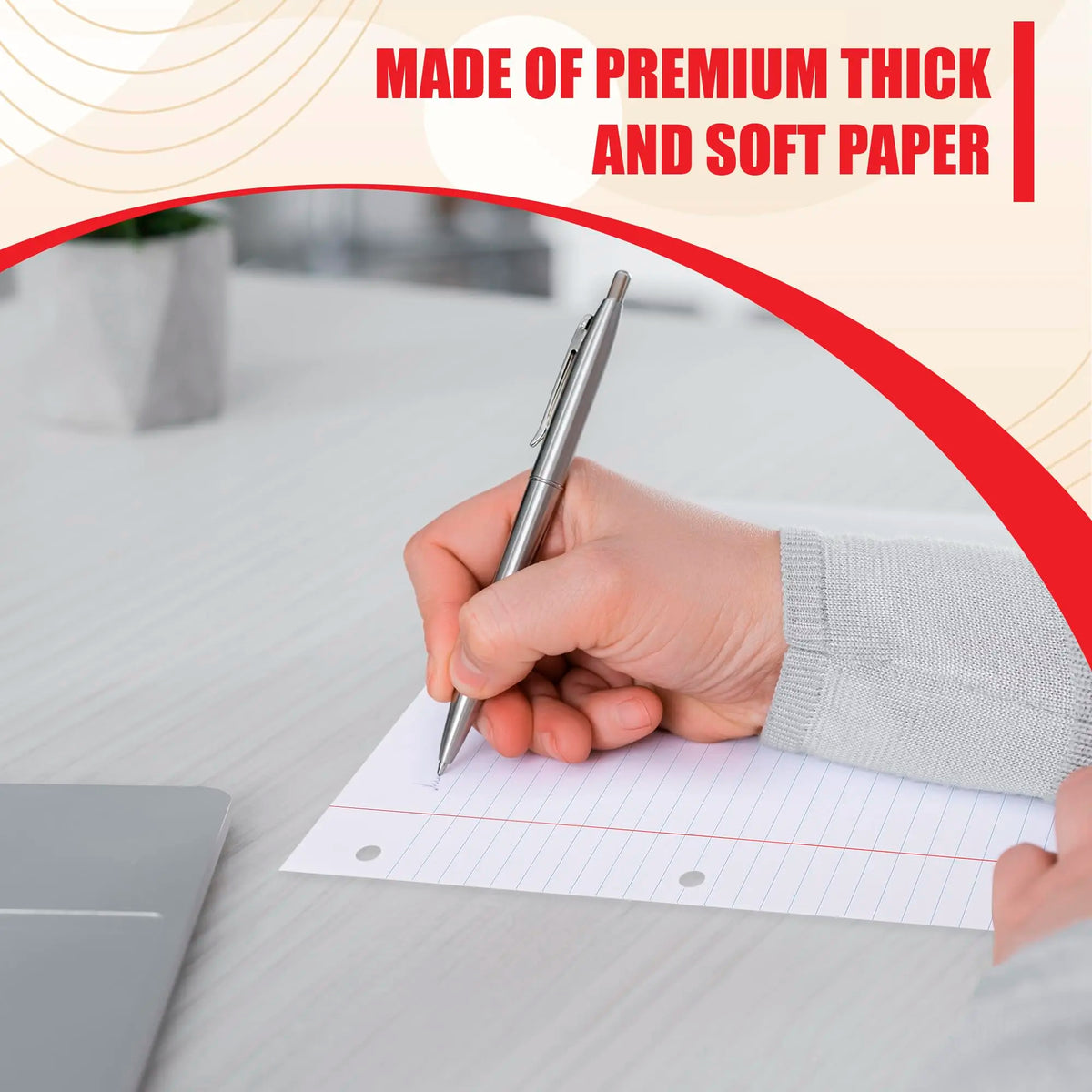 Wide Ruled Notebook Paper, 10.5” X 8" Loose Leaf Paper for Students, College, School - 100 Sheets