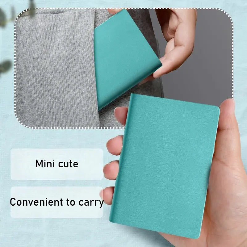 10-pack discounted soft leather mini pocket notebook — includes 4 pens; faux leather portable lined page notebook; compact planner suitable for school, office, travel, students; portable diary and planning booklet,sohochic