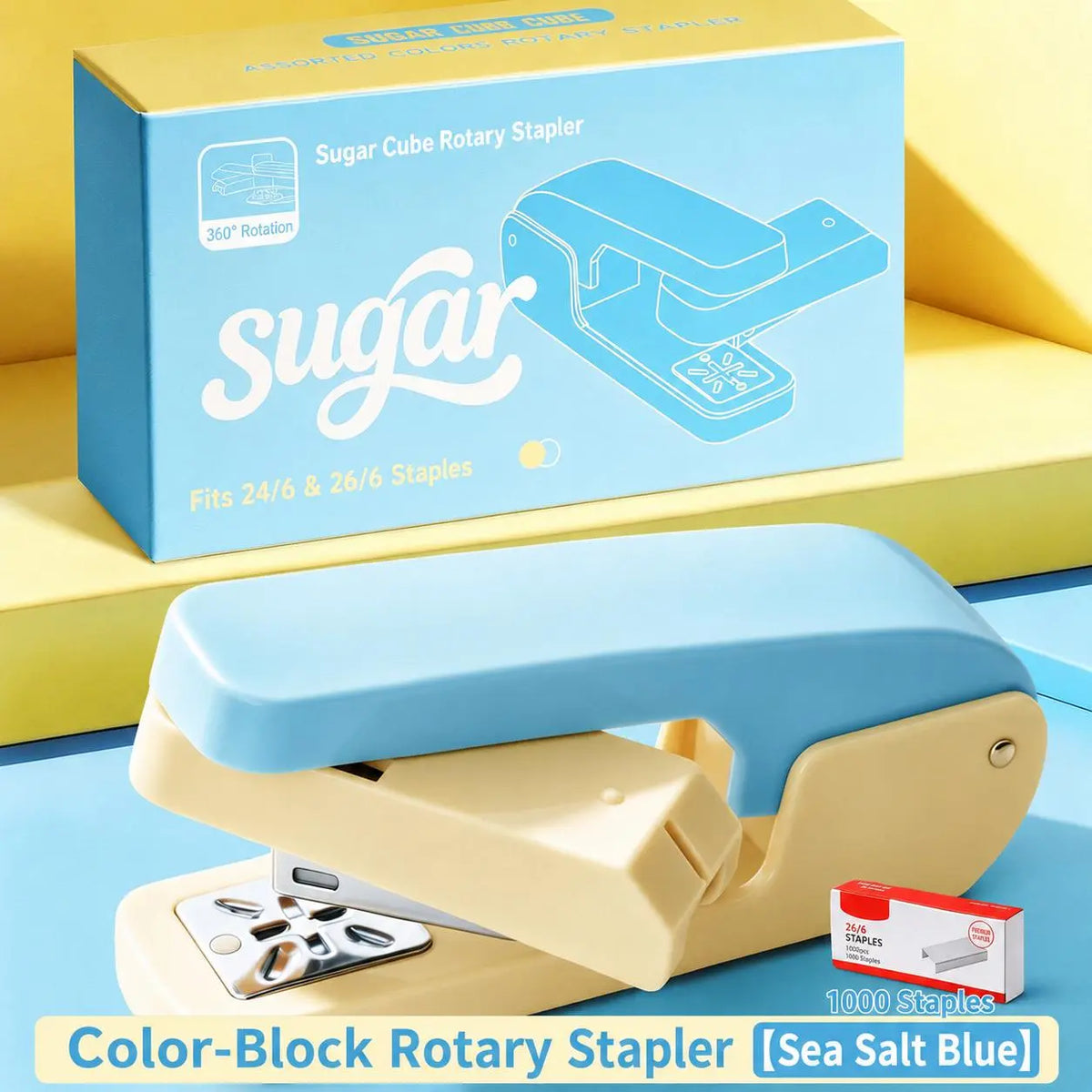 Rotating Swing Arm Stapler, 360 Degree Long Reach Stapler for Booklets