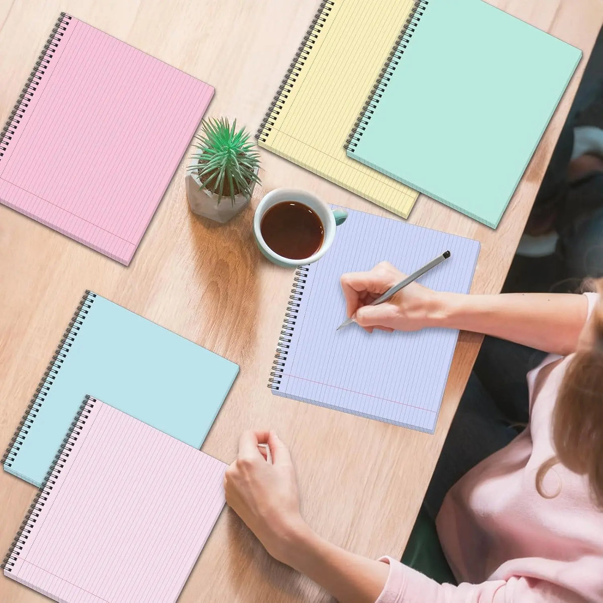 6 Packs 9.5" x 11" Landscape Note Pads College Ruled Notebooks Perforated NotePads 40 Sheets Punched Top Spiral Bound Notebooks 80GSM Lined Notepads for School,Office,Home,back to school,back to school haul,sohochic